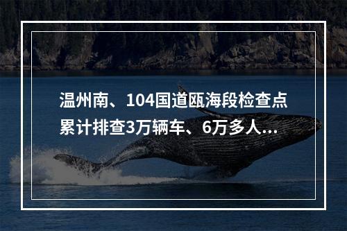 温州南、104国道瓯海段检查点累计排查3万辆车、6万多人次