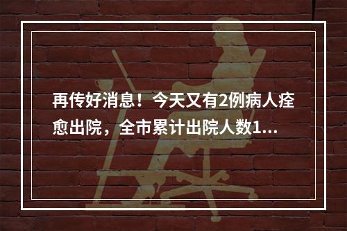 再传好消息！今天又有2例病人痊愈出院，全市累计出院人数17人