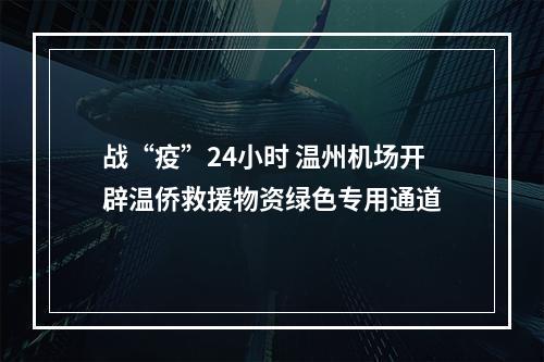 战“疫”24小时 温州机场开辟温侨救援物资绿色专用通道