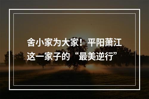 舍小家为大家！平阳萧江这一家子的“最美逆行”