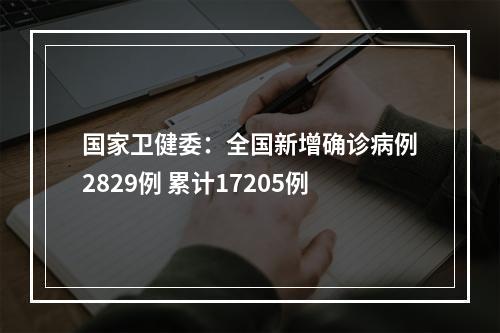 国家卫健委：全国新增确诊病例2829例 累计17205例