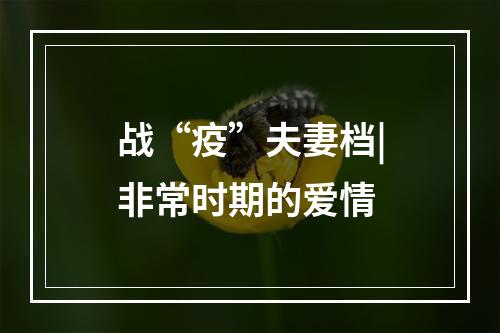 战“疫”夫妻档|非常时期的爱情