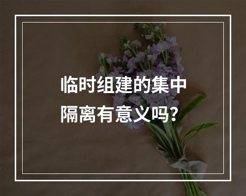 临时组建的集中隔离有意义吗？