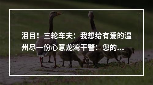 泪目！三轮车夫：我想给有爱的温州尽一份心意龙湾干警：您的温暖我们帮您收