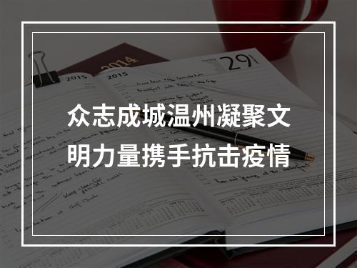 众志成城温州凝聚文明力量携手抗击疫情