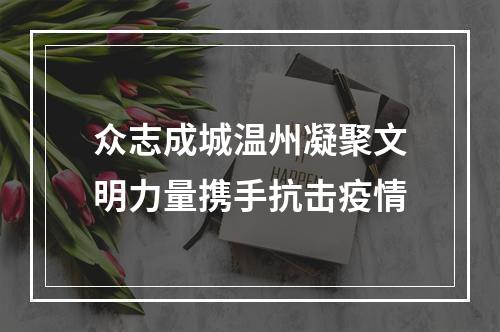 众志成城温州凝聚文明力量携手抗击疫情