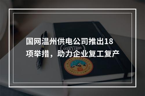 国网温州供电公司推出18项举措，助力企业复工复产