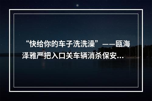 “快给你的车子洗洗澡”——瓯海泽雅严把入口关车辆消杀保安全