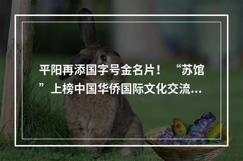 平阳再添国字号金名片！ “苏馆”上榜中国华侨国际文化交流基地