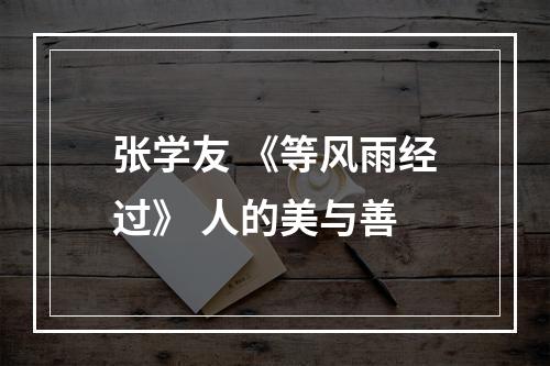 张学友 《等风雨经过》 人的美与善