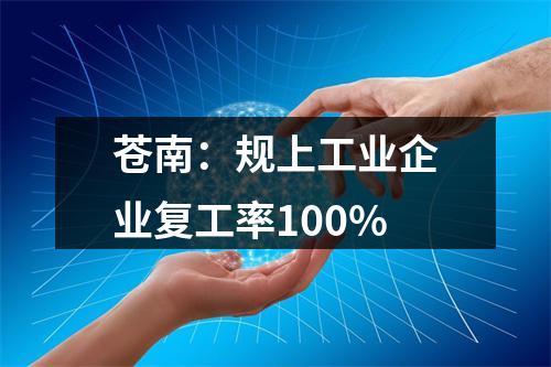 苍南：规上工业企业复工率100%