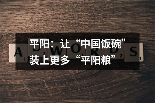 平阳：让“中国饭碗”装上更多“平阳粮”