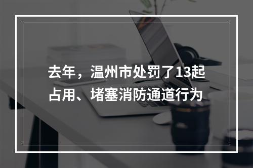 去年，温州市处罚了13起占用、堵塞消防通道行为