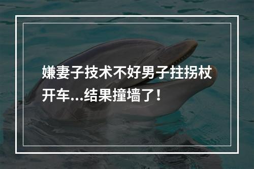 嫌妻子技术不好男子拄拐杖开车...结果撞墙了！