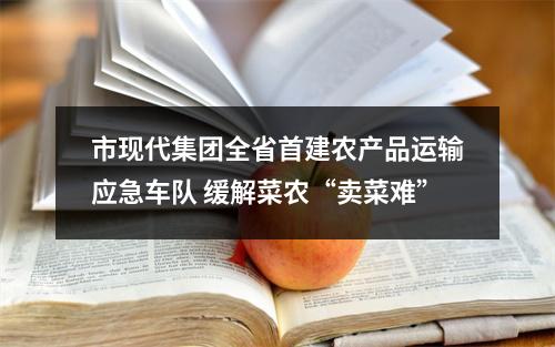 市现代集团全省首建农产品运输应急车队 缓解菜农“卖菜难”
