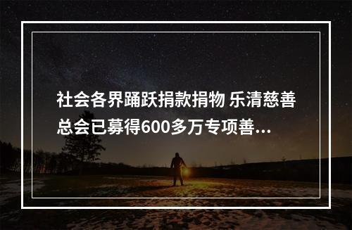 社会各界踊跃捐款捐物 乐清慈善总会已募得600多万专项善款