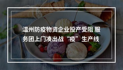 温州防疫物资企业投产受阻 服务团上门凑出战“疫”生产线