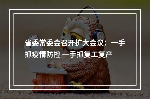 省委常委会召开扩大会议：一手抓疫情防控 一手抓复工复产