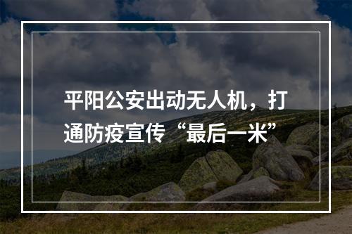 平阳公安出动无人机，打通防疫宣传“最后一米”