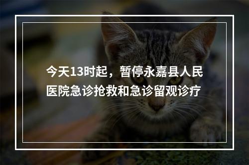今天13时起，暂停永嘉县人民医院急诊抢救和急诊留观诊疗