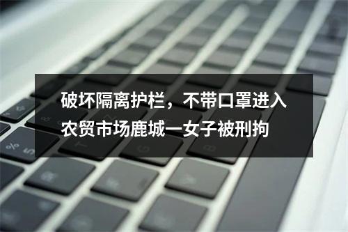 破坏隔离护栏，不带口罩进入农贸市场鹿城一女子被刑拘