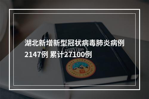 湖北新增新型冠状病毒肺炎病例2147例 累计27100例