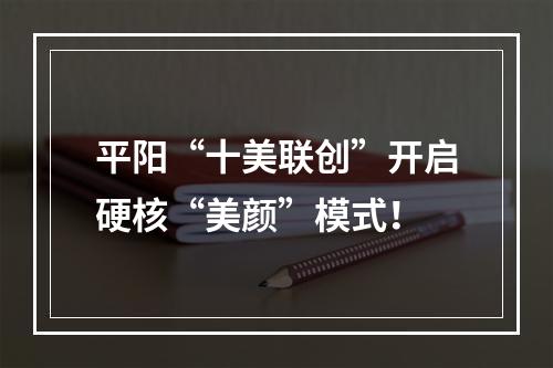 平阳“十美联创”开启硬核“美颜”模式！