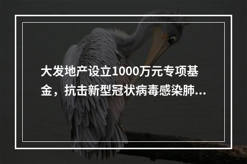 大发地产设立1000万元专项基金，抗击新型冠状病毒感染肺炎疫情