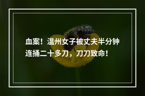 血案！温州女子被丈夫半分钟连捅二十多刀，刀刀致命！