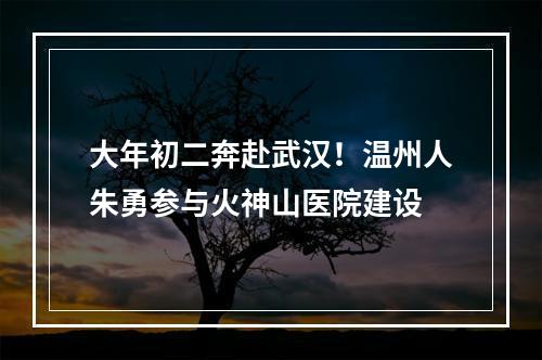 大年初二奔赴武汉！温州人朱勇参与火神山医院建设