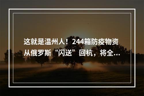 这就是温州人！244箱防疫物资从俄罗斯“闪送”回杭，将全部捐赠