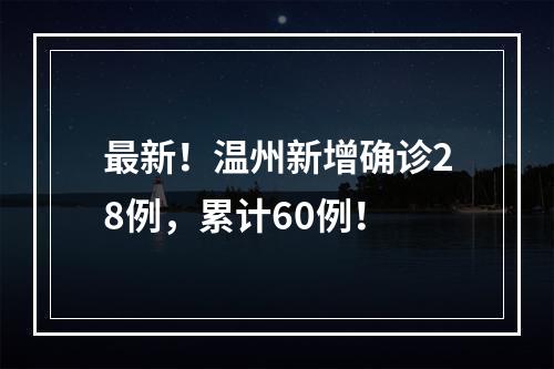 最新！温州新增确诊28例，累计60例！