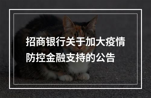 招商银行关于加大疫情防控金融支持的公告
