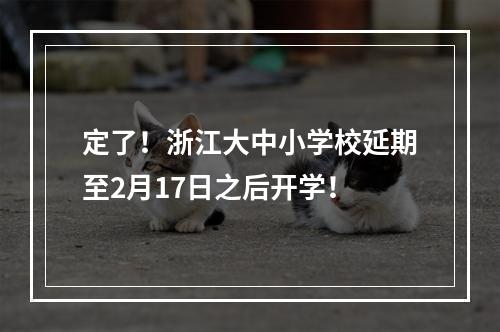 定了！浙江大中小学校延期至2月17日之后开学！