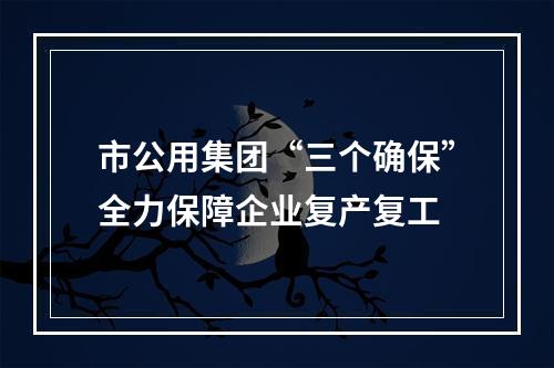 市公用集团“三个确保”全力保障企业复产复工