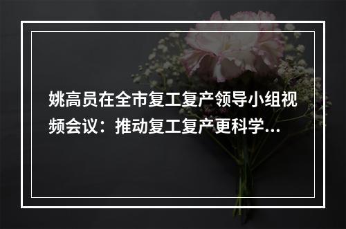 姚高员在全市复工复产领导小组视频会议：推动复工复产更科学更精准更有效