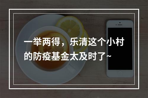 一举两得，乐清这个小村的防疫基金太及时了~
