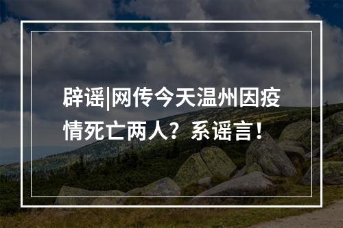 辟谣|网传今天温州因疫情死亡两人？系谣言！
