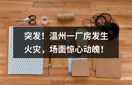 突发！温州一厂房发生火灾，场面惊心动魄！