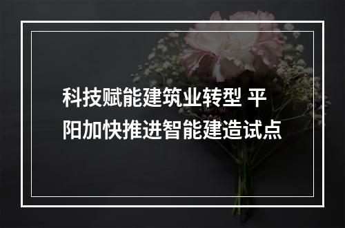 科技赋能建筑业转型 平阳加快推进智能建造试点