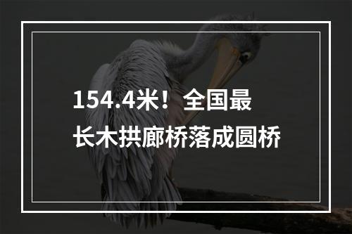 154.4米！全国最长木拱廊桥落成圆桥