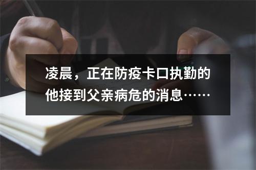 凌晨，正在防疫卡口执勤的他接到父亲病危的消息……