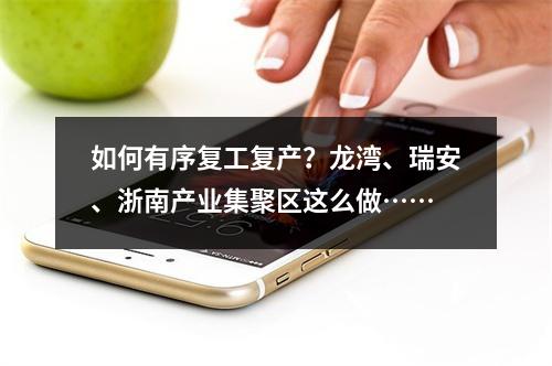 如何有序复工复产？龙湾、瑞安、浙南产业集聚区这么做……