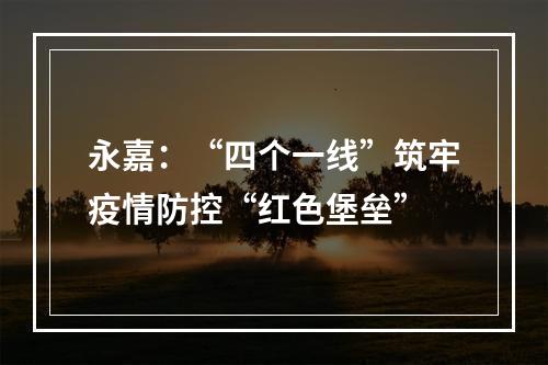 永嘉：“四个一线”筑牢疫情防控“红色堡垒”