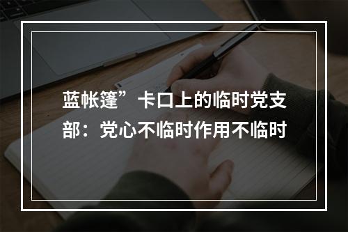 蓝帐篷”卡口上的临时党支部：党心不临时作用不临时