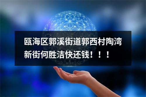 瓯海区郭溪街道郭西村陶湾新街何胜洁快还钱！！！