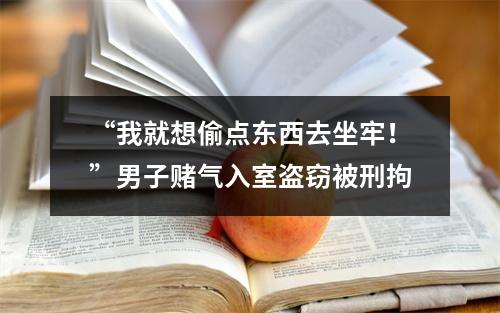 “我就想偷点东西去坐牢！”男子赌气入室盗窃被刑拘