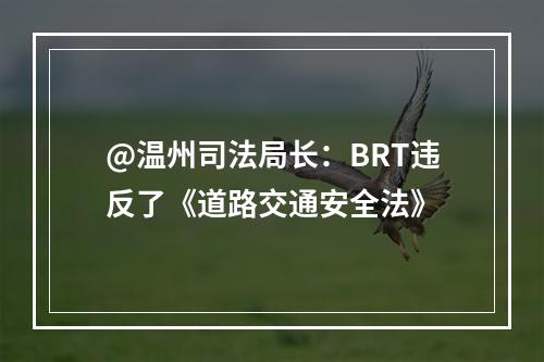 @温州司法局长：BRT违反了《道路交通安全法》