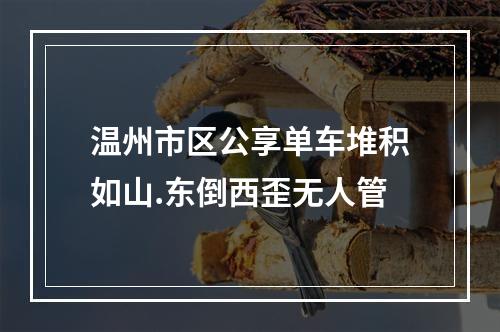 温州市区公享单车堆积如山.东倒西歪无人管