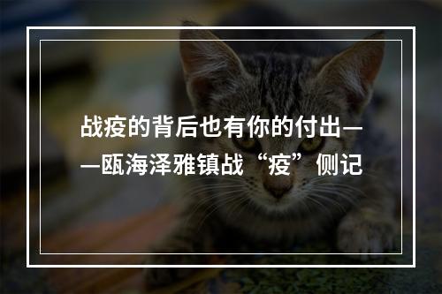 战疫的背后也有你的付出——瓯海泽雅镇战“疫”侧记